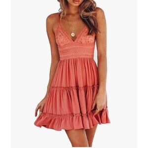 Coral, Tie back, Midi Dress, Size M, 1450-Y